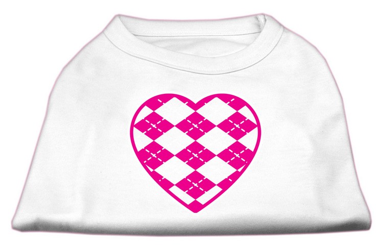 Argyle Heart Pink Screen Print Shirt White XS